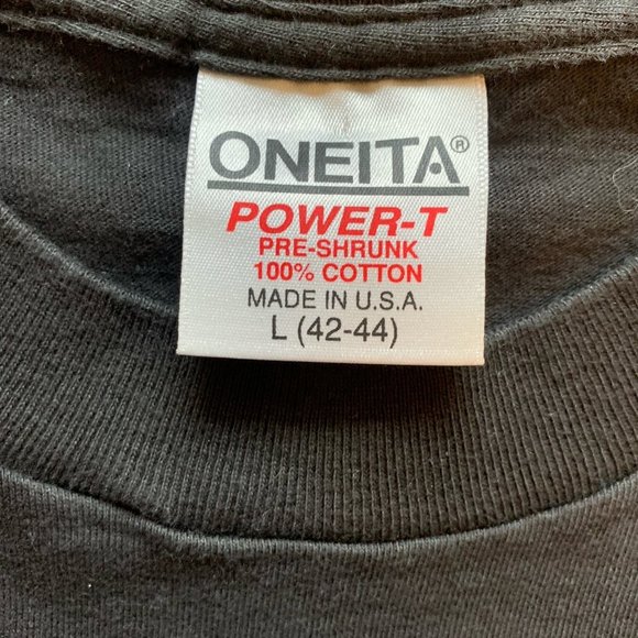 Vintage 1990 Oneita Blackbird Fighter Jets Tomcat Double Sided Graphic T-Shirt - Picture 3 of 6